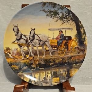 Knowles Art Glass Plate with Yellow and Blue Accents
